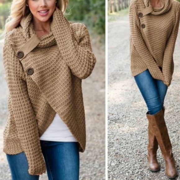 Crochet Pattern | Cowl Neck Sweater | 3/4 Sleeve Turtleneck Jumper Download